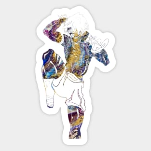 Muay Thai Fighter - Galaxy Golden Acrylic Fluid Pour Sticker